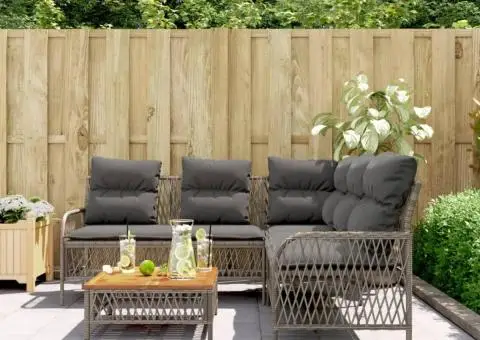 Set canapele de grădină cu perne, 2 piese, gri, poliratan - 3/5