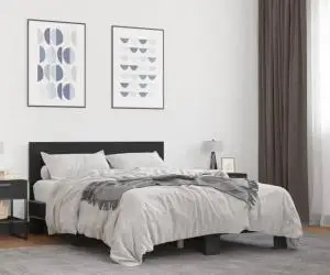 vidaXL Cadru de pat, negru, 120x190 cm, lemn prelucrat și metal