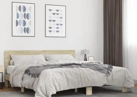 Cadru de pat, stejar sonoma, 200x200cm, lemn prelucrat și metal - 1/5