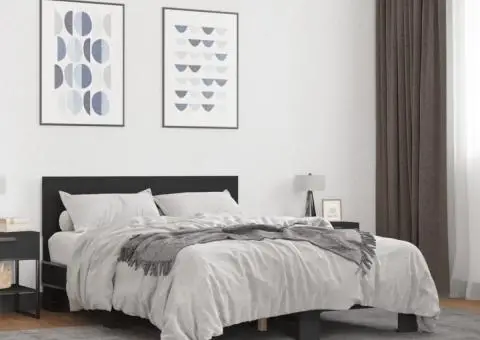 Cadru de pat, negru, 140x200 cm, lemn prelucrat și metal - 1/5