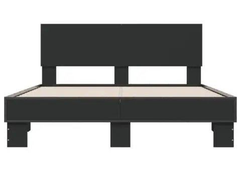 Cadru de pat, negru, 140x200 cm, lemn prelucrat și metal - 4/5