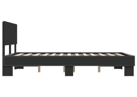 Cadru de pat, negru, 140x200 cm, lemn prelucrat și metal - 5/5