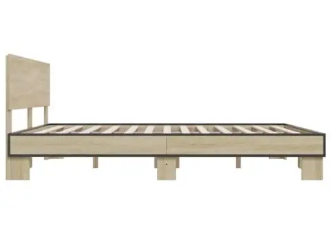 Cadru de pat, stejar sonoma, 180x200cm, lemn prelucrat și metal - 5/5