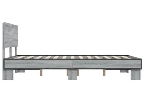 Cadru de pat, gri sonoma, 120x200 cm, lemn prelucrat și metal - 5/5