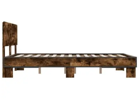 Cadru de pat, stejar fumuriu 120x200 cm lemn prelucrat și metal - 5/5