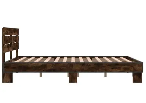 Cadru de pat, stejar afumat 120x190 cm lemn prelucrat și metal - 5/5