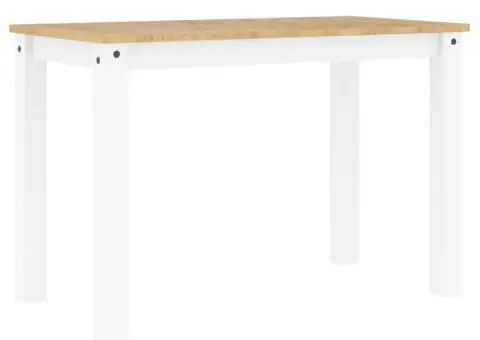 Masă de sufragerie „Panama”, alb, 117x60x75 cm, lemn masiv pin - 2/5
