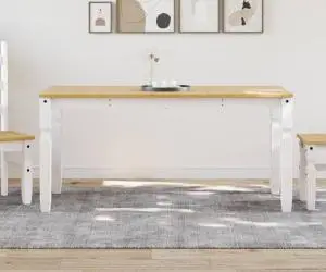 vidaXL Masă de sufragerie "Corona", alb 160x80x75 cm lemn masiv de pin