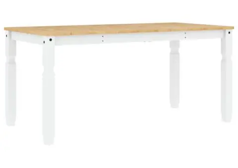 Masă de sufragerie "Corona", alb 160x80x75 cm lemn masiv de pin - 2/5