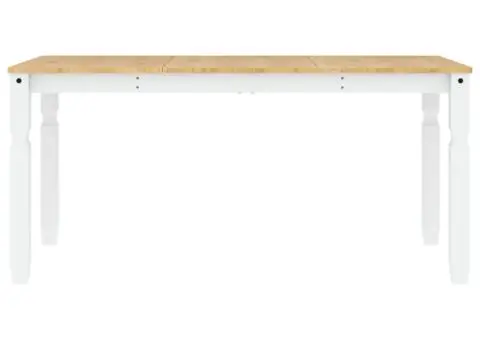 Masă de sufragerie "Corona", alb 160x80x75 cm lemn masiv de pin - 4/5