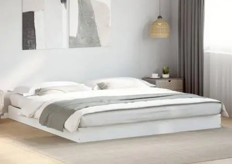 Cadru de pat fără saltea, alb, 180x200 cm, lemn de prelucrare - 1/5