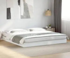 vidaXL Cadru de pat fără saltea, alb, 180x200 cm, lemn de prelucrare