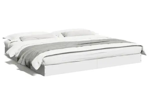 Cadru de pat fără saltea, alb, 180x200 cm, lemn de prelucrare - 2/5