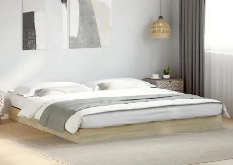 Cadru pat fără saltea stejar sonoma, 180x200cm, lemn prelucrat - 1/5