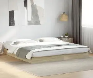 vidaXL Cadru pat fără saltea stejar sonoma, 180x200cm, lemn prelucrat