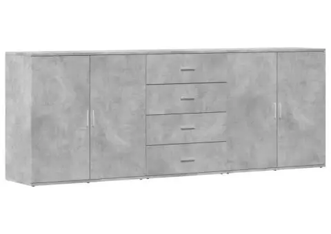 Servante, 3 piese, gri beton, lemn prelucrat - 4/5