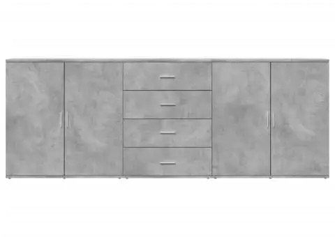 Servante, 3 piese, gri beton, lemn prelucrat - 5/5