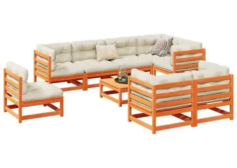 Set mobilier de grădină cu perne, 9 piese, lemn masiv de pin - 1/5