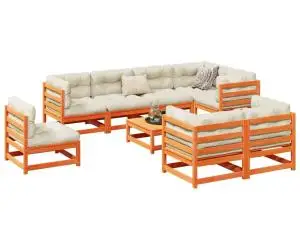 vidaXL Set mobilier de grădină cu perne, 9 piese, lemn masiv de pin