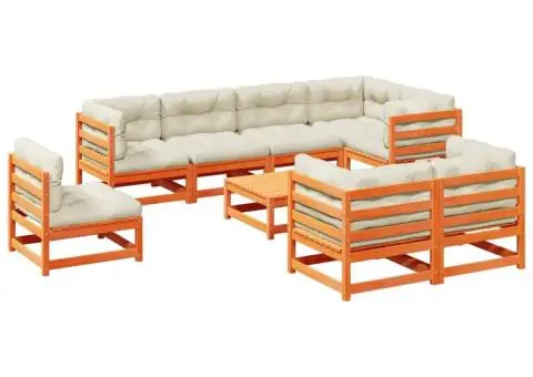 Set mobilier de grădină cu perne, 9 piese, lemn masiv de pin - 2/5