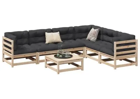 Set canapea de grădină, 7 piese, lemn masiv de pin - 1/5