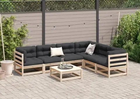 Set canapea de grădină, 7 piese, lemn masiv de pin - 3/5