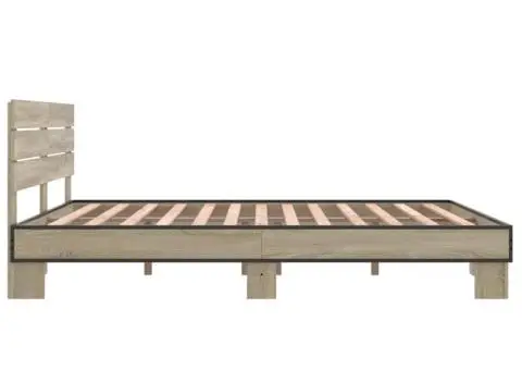 Cadru de pat, stejar sonoma, 160x200cm, lemn prelucrat și metal - 5/5