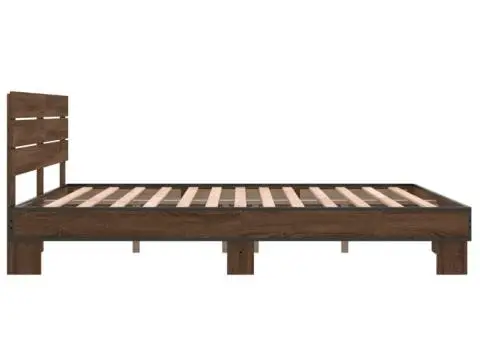 Cadru de pat, stejar maro, 150x200 cm, lemn prelucrat și metal - 5/5