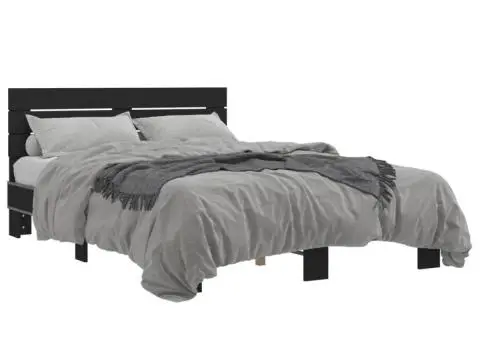 Cadru de pat, negru, 120x200 cm, lemn prelucrat și metal - 2/5