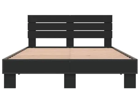 Cadru de pat, negru, 120x200 cm, lemn prelucrat și metal - 4/5