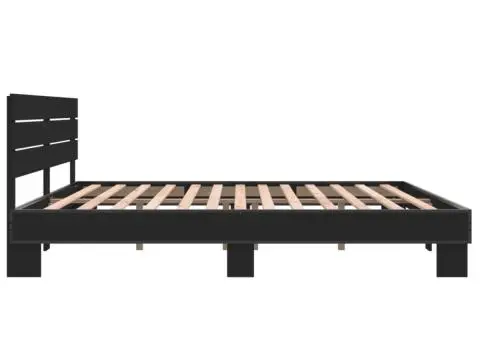 Cadru de pat, negru, 200x200 cm, lemn prelucrat și metal - 5/5