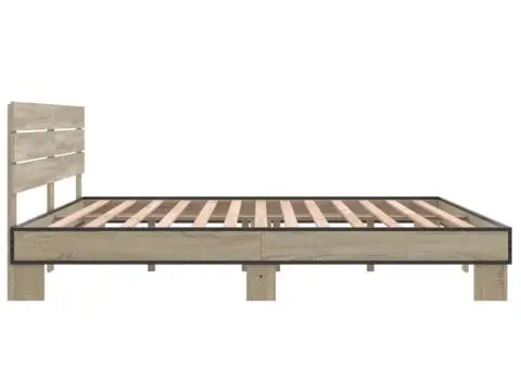 Cadru de pat, stejar sonoma, 180x200cm, lemn prelucrat și metal - 5/5