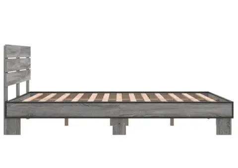 Cadru de pat, gri sonoma, 140x200 cm, lemn prelucrat și metal - 5/5