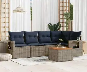 vidaXL Set canapele de grădină cu perne, 6 piese, gri, poliratan