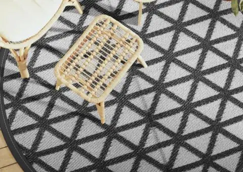 Covor de exterior, ARAKIL negru, Ø200 cm, PP - 1/5