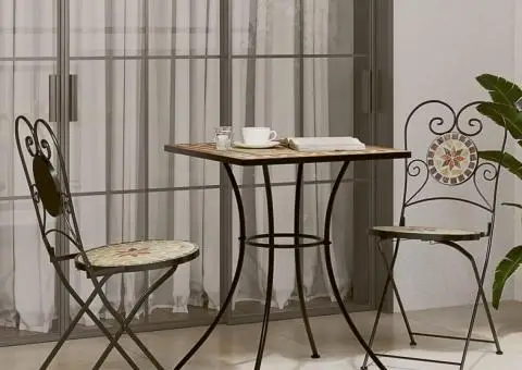 Masă de bistro, cărămiziu, 60x60x74 cm, ceramică, model mozaic - 3/5