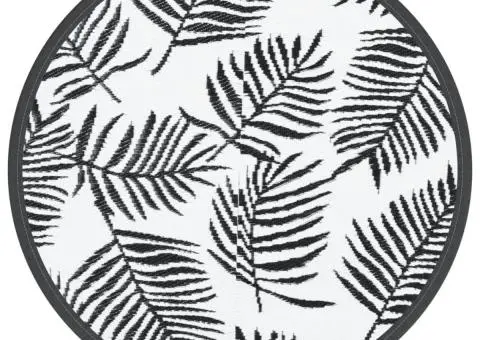 Covor de exterior, ARAKIL alb și negru, Ø200 cm, PP - 2/5