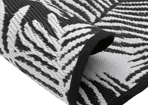 Covor de exterior, ARAKIL alb și negru, Ø200 cm, PP - 5/5