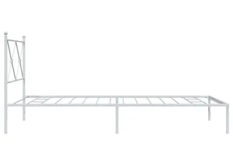 Cadru de pat din metal cu tăblie, alb, 107x203 cm - 5/5