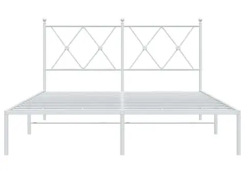 Cadru de pat metalic cu tăblie, alb, 140x190 cm - 4/5