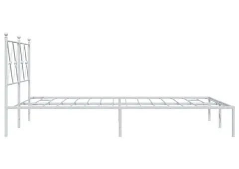 Cadru de pat metalic cu tăblie, alb, 140x190 cm - 5/5