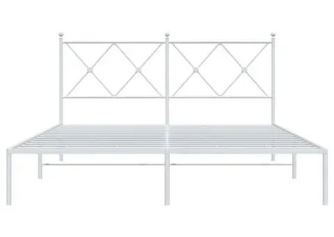 Cadru de pat metalic cu tăblie, alb, 150x200 cm - 4/5