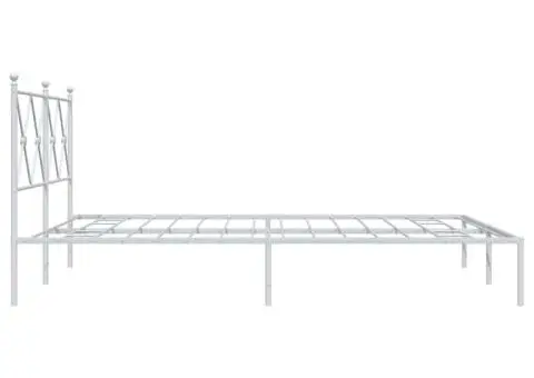 Cadru de pat metalic cu tăblie, alb, 150x200 cm - 5/5