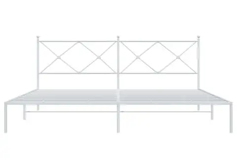 Cadru de pat metalic cu tăblie, alb, 200x200 cm - 4/5