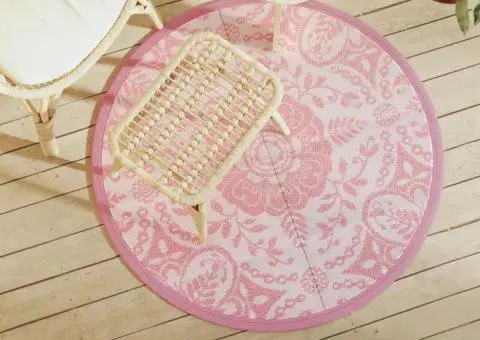 Covor de exterior, ARAKIL roz, Ø120 cm, PP - 1/5