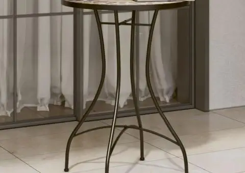 Masă de bistro mozaic, cărămiziu și alb, Ø50x70 cm, ceramică - 1/5