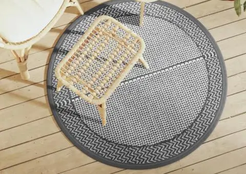 Covor de exterior, ARAKIL gri, Ø120 cm, PP - 1/5