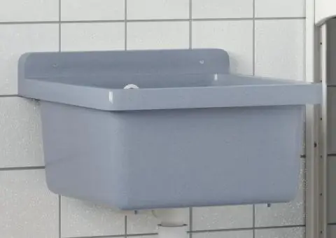 Chiuvetă lavoar pentru montare pe perete gri 40x40x24 cm rășină - 1/5