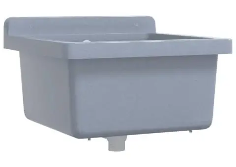 Chiuvetă lavoar pentru montare pe perete gri 40x40x24 cm rășină - 2/5