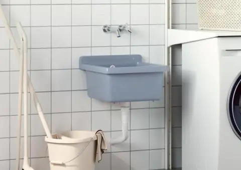 Chiuvetă lavoar pentru montare pe perete gri 40x40x24 cm rășină - 3/5